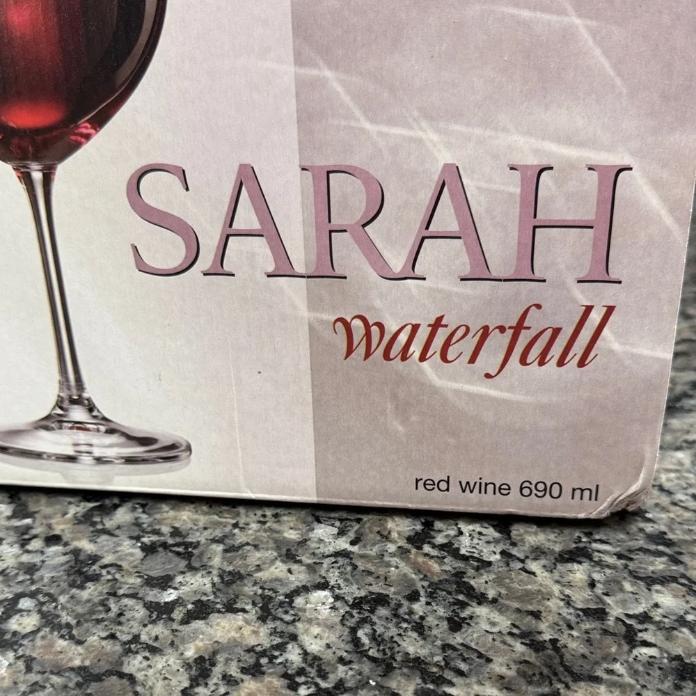 Sarah Waterfall Wine Glass Set - 6  Crystal NEW